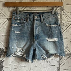 Abercrombie & Fitch high waisted button up Distressed Jean Shorts